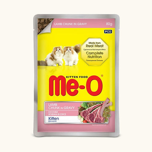 Me-O Lamb in Chunk in Gravy Pouch  Kitten Wet Food